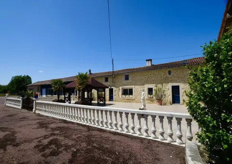 Longère for sale, French country home, property with indoor pool, equestrian property, gîte business, Charente property, countryside estate, rural retreat, property with land, renovated farmhouse, luxury home France, Villefagnan property, Ruffec real estate, house with barn, French property investment