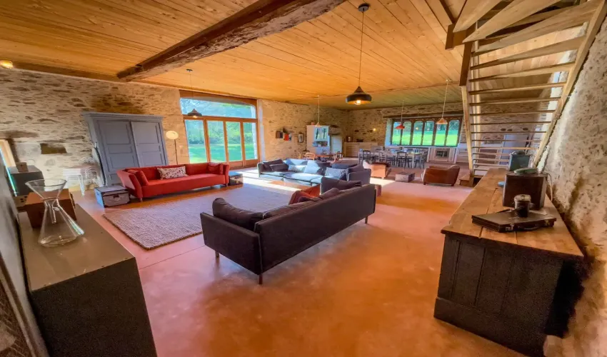 barn conversion, Dordogne property, Perigord Vert, property with land, river frontage, French countryside home, renovated barn, rural property France, peaceful location, not overlooked, meadows and woodland, Thiviers property, move to France, spacious home, detached barn