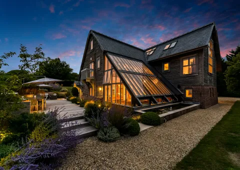 Woolbury, Stockbridge, contemporary country home, equestrian property, house with land, luxury rural property, modern country house, Hampshire, property with paddocks, equestrian facilities, manège, stables, family home, country living, rural retreat, Winchester, Salisbury, River Test, Haddow Partnership, architect designed home, property with annexe, property with views, landscaped gardens, country estate, property with acreage, UK rural property, high end property, property for sale Hampshire