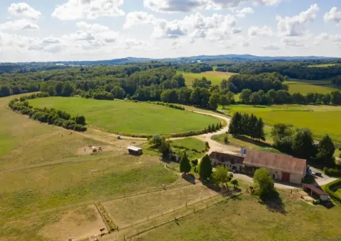 equestrian property for sale France, equestrian estate Haute-Vienne, property with stables France, horse property with land, French equestrian property, 19 hectare property France, property with horse training track, equestrian business opportunity France, rural property La Meyze, property with 10+ stables, horse livery property France, riding school property France, rural property with acreage